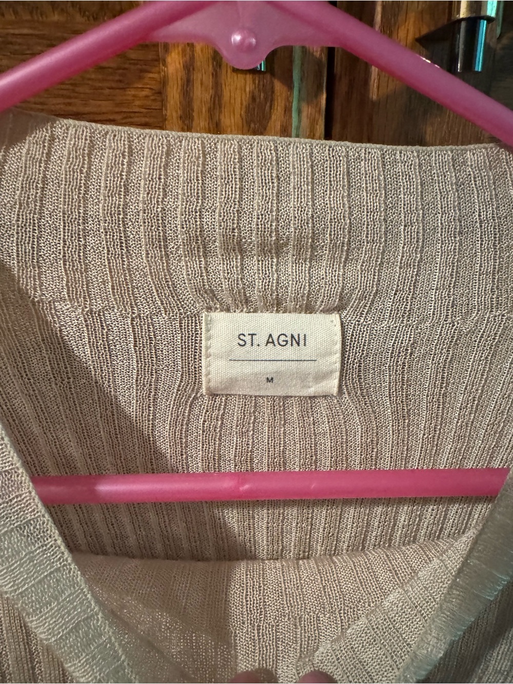 St. Agni Beige Ribbed Knit Top